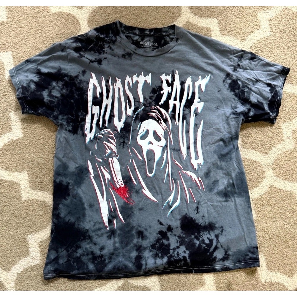 Ghost Face T-Shirt Men's Tie Dye Large Scream Short Sleeve Halloween